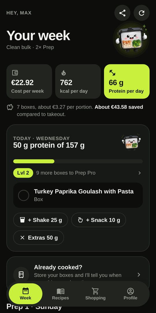 Weekly plan with cost and protein